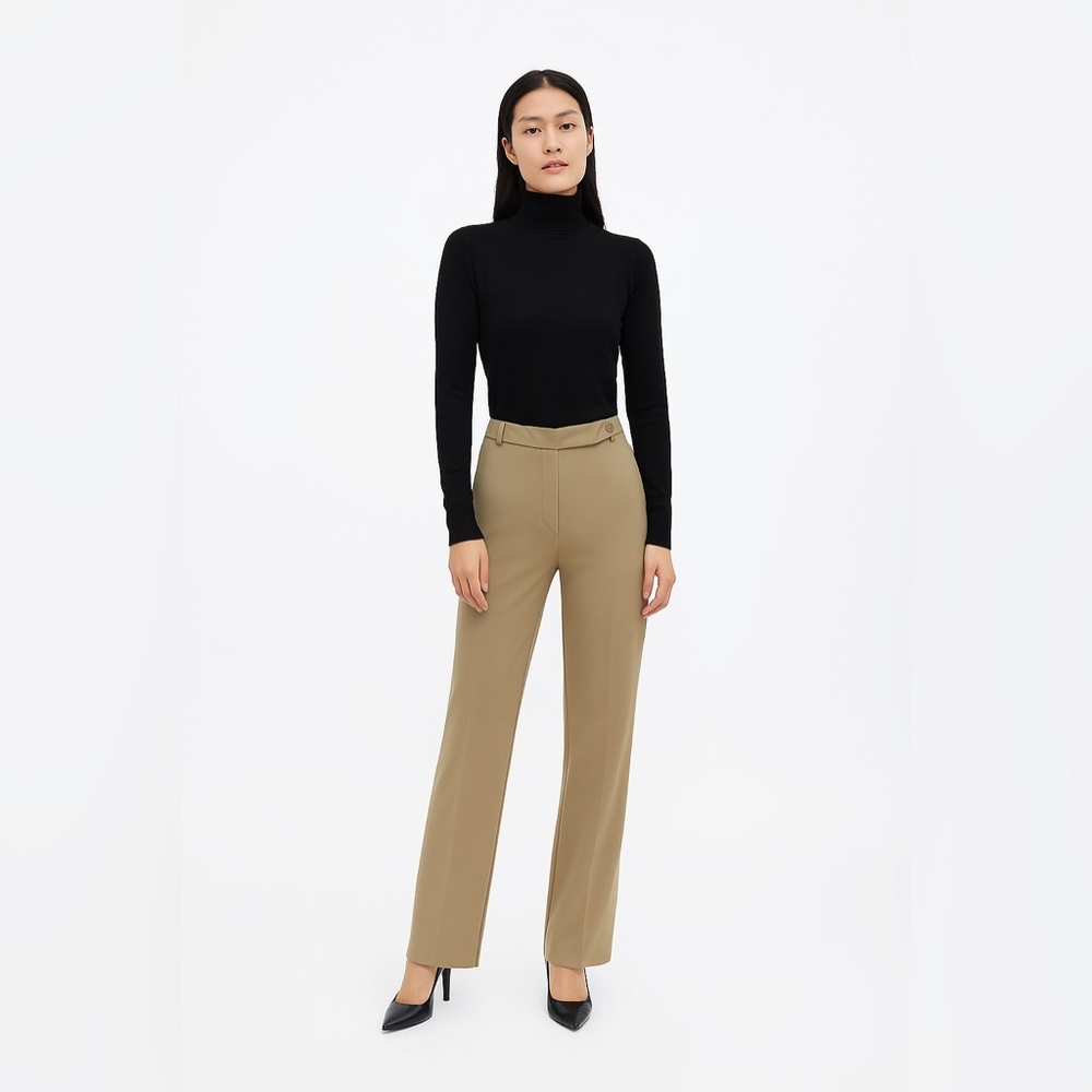 S Max Mara Jersey Stretch Viscose Tab Straight Leg Trouser Pants XL Quiet Luxury